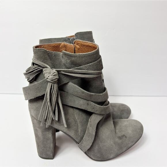 GIANNI BINI GRAY TASSEL HEELED WOMEN ZIP UP BOOTS SIZE 8.5 - Picture 5 of 7